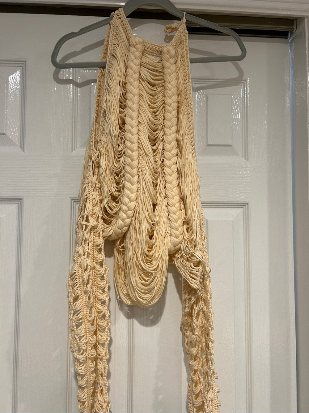 AKIRA Cream Macrame Braided Halter Top